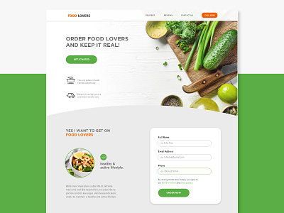 Food Landing page app design ux web