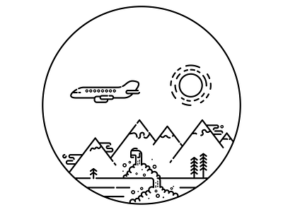 Goodbye Summer desig drawing icon icondesign mountain plane shine summer