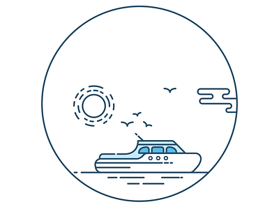 Boat blue boat designer icon icon design icon designer illustration illustrator ixon landscape linear lineart mrpugo