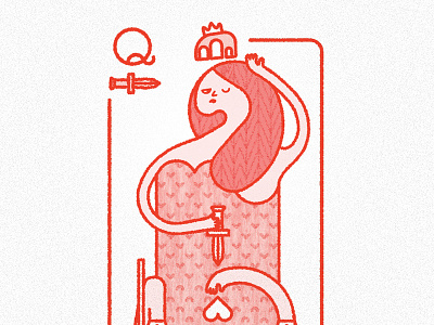 Queen of swords card crown poker queen sword