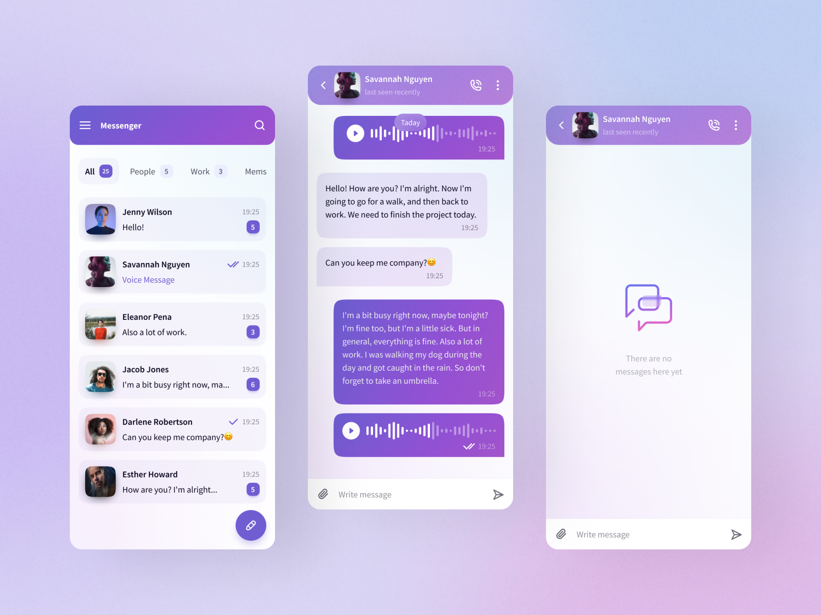 Concept for messenger app (Light mode) by Anastasia Statkevich on Dribbble