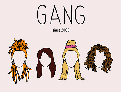 Gang Friendship doodle dread face flat friendship girl hair icon illustration
