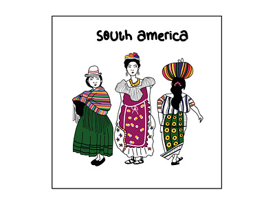 South America women bolivia colture flat friends illustration peru southamerica travel woman women world