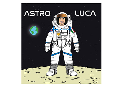 Luca Parmitano - ASTROLUCA astronaut astronauta design happiness illustration moon parmitano space