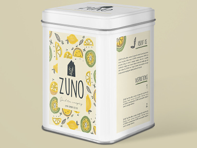 ZUNO - fruit tea branding fruit illustration lemon pattern tea