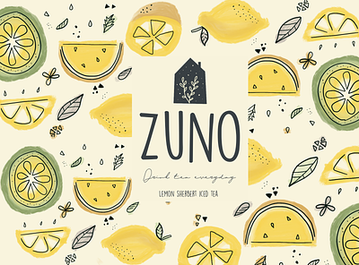 ZUNO - Lemon pattern branding design illustration lemon logo pattern tea