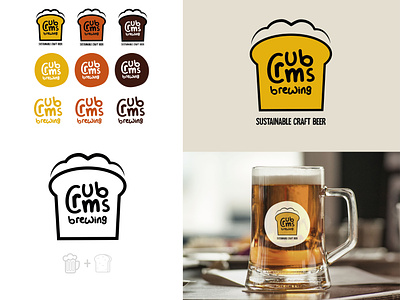 crumbs brewing logo beer branding design icon illustration pattern