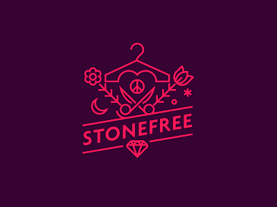 Stonefree brand clothing fashion hippie linear logo