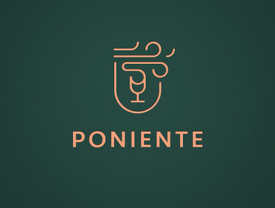 Poniente - wine distributor monoline wind wine wine label wine logo