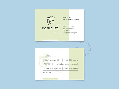 PONIENTE WINE business card business card design wine wine shop