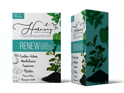 Harmony tea - box packaging branding design empaque illustration logo package design package mockup packagedesign photoshop