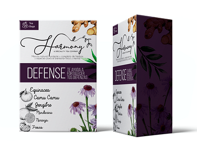 Harmony tea - box packaging branding design empaque illustration package design package mockup packagedesign photoshop