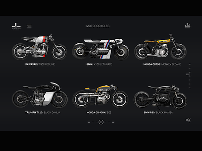 Moto Studio. Page with motorbikes. custom bike design inteface moto motorbike motorbikes motorcycles ui ui ux ux web website website banner
