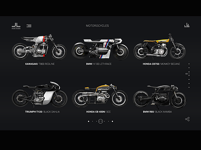 Moto Studio. Page with motorbikes.