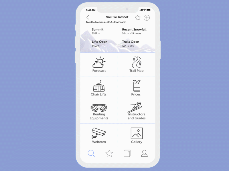 Snow Planner app animation app gif inteface interface animation mobile mobile design ski snowboard snowboarding ui ui ux web