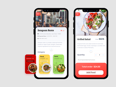 App interface display for ordering meals feed ui 应用 设计