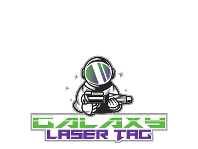 Galaxy Laser Tag astronaut character galaxy games laser laser gun logo modern recreational