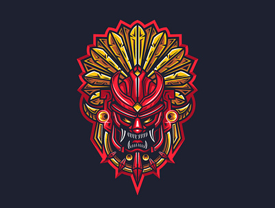 Red Oni Mask adobe illustrator branding coreldraw design esport gaming illustration japan logo ninja oni oni mask samurai sport streamer typography ui vector