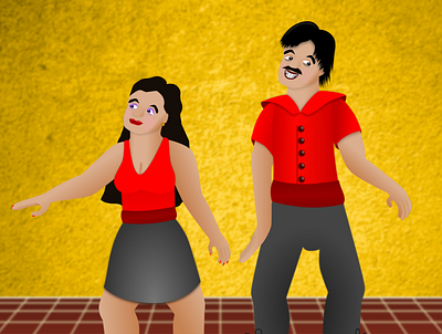 Rodrigo and Martina feeling uncertain at a party background background design character character design design environment environmental design graphic design illustration illustrator inkscape original characters scene scenery vector