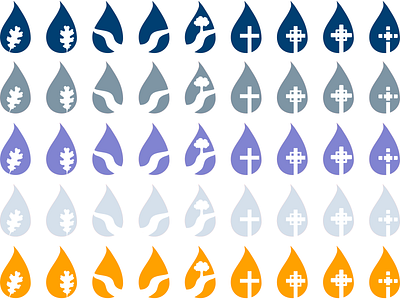 Teardrop Icons brand brand design brand identity branding branding design flame flame logo icon icon design icon set identity identity branding identity design identity designer logo logo design logotype rain raindrop tree logo