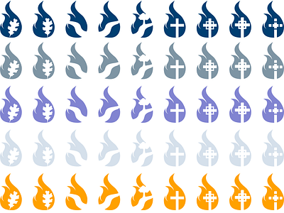 Flame Icons brand brand design brand identity branding branding design cross flame flame logo icon icon design icon set icons identity identity branding identity design leaf logo logo logo design logotype tree logo