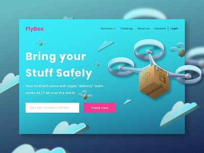 FlyBox delivery delivery service homepage illustration isometric illustration vector