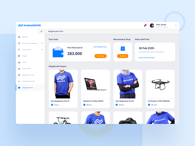 Niagahoster Merchandise blue clean ui dashboard design hosting ui uidesign