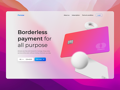 Penow - Borderless Payment Card 3d card glass illustration payment