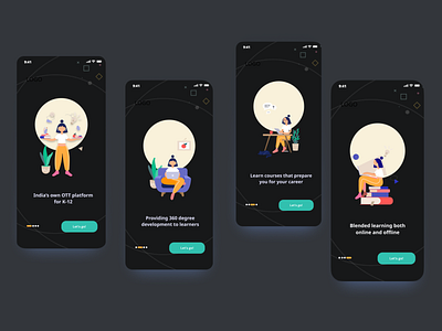 Onboarding Screens for Online learning app figma illustraion learn onboarding online learning ui ui ux ui design ux