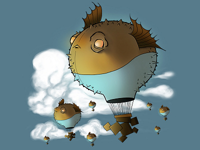 Puffer Fish Balloons illustration t shirt design