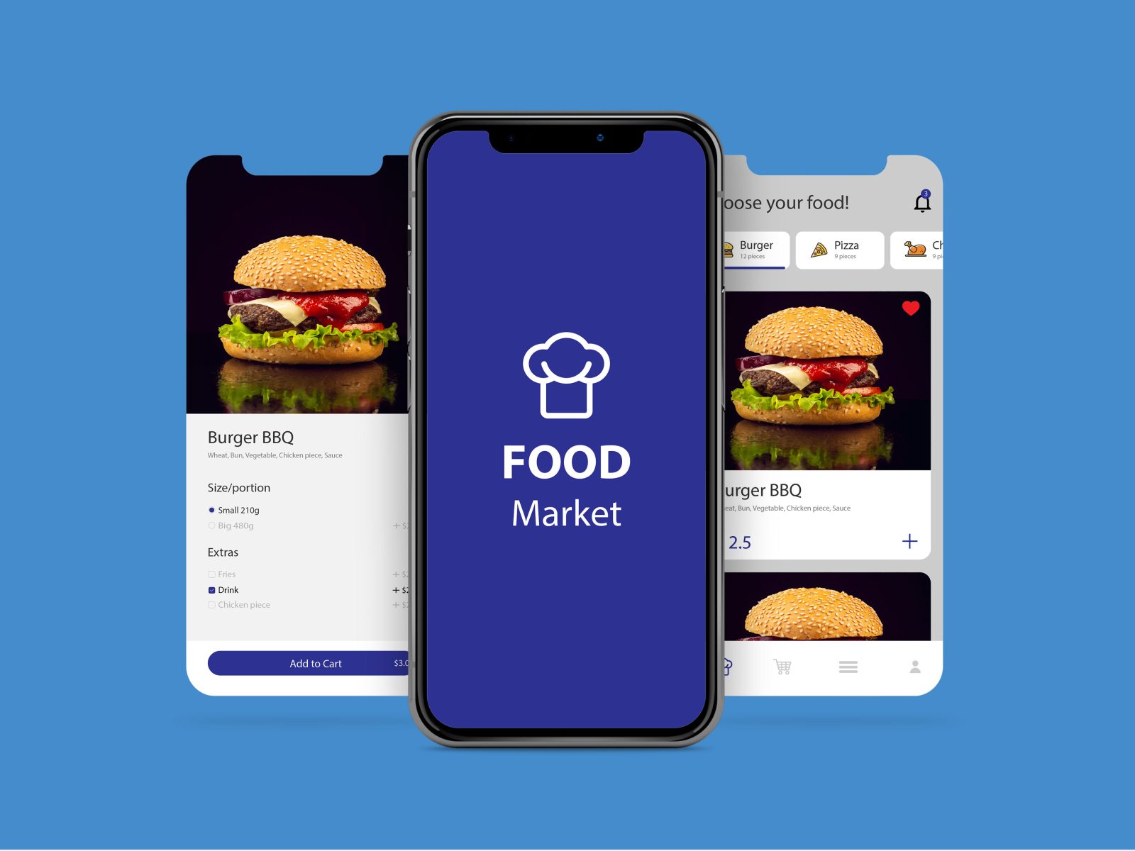 Food application. Food mobile app UI. Food mobile app UI Cart. Food mobile app UI History.