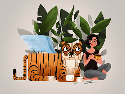 Hey kitty whats up? characterdesign design girl illustraion illustration art smal talk tiger vector