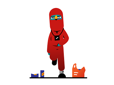 Sainsburys character illustration red road