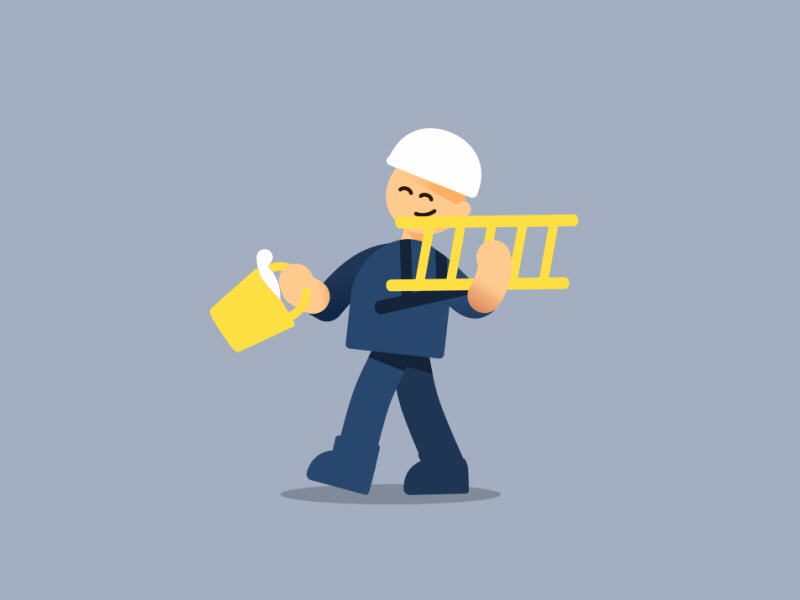 Ladder guy animation builder character happy ladder smile walk cycle