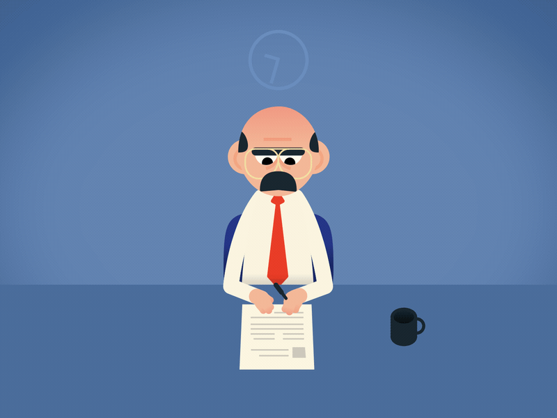 Job interview after effects animation character face head illustration interview job office vector