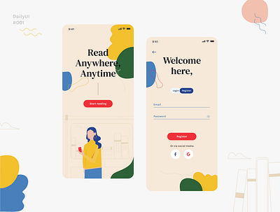 Sign up form dailyui illustration library reading register form ui