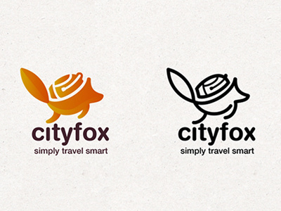 Cityfox Logo backpack design fox gradient logo travel vector