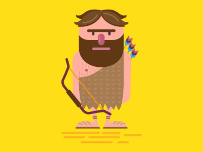 Caveman arrow bow caveman character clueless grumpy illustration vector