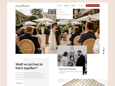 The Paris Elopement | Wedding Photographer & Planner Website dzoan elopement paris photographer planner terra cotta ui web design wedding