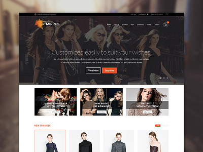 Mirros eCommerce Page WIP dzoan ecommerce free mirros one page psd template theme wordpress