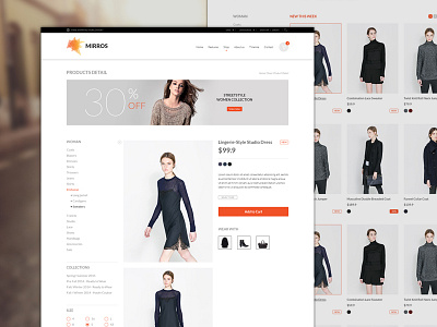 Mirros single product page dzoan ecommerce free mirros one page psd template theme wordpress