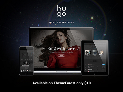 Hugo | Music & Bands PSD Theme bands dzoan event hugo music psd theme ticket