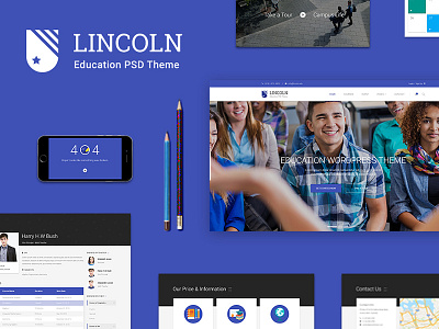 Lincoln | Educational Material Design PSD Theme college dzoan education material desing psd school theme university web design