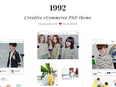 1992 | Available on Popular Markets 1992 creative market dzoan e commerce fashion kid psd template theme ui8