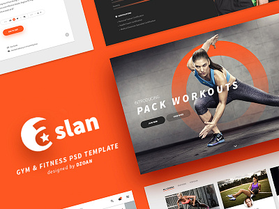 ASLAN | Gym & Fitness PSD Template aslan diffused shadow dzoan fitness gym healthy personal trainer psd sport tag trainer yoga