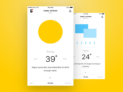Weather Concept app concept design dzoan minimalism rainny shape sunny weather