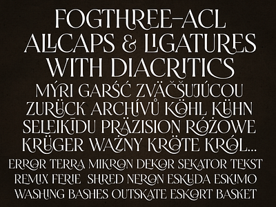 FogthreeACL Ligatures decorative diacritics display font header ligatures semiserif serif typeface typography vintage