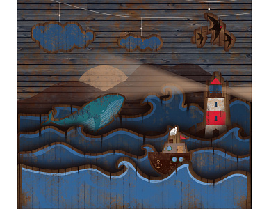 The sea animation design illustration illustrator motion parallax photoshop sea ship ui ux web