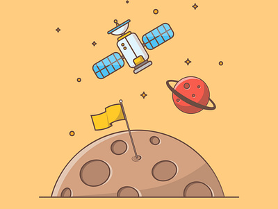 discovery 2d animation art design illustrator mars space spaceship stars vector
