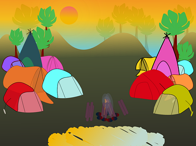 camp illustration design illustration illustrator images imagination landscape scene scenery ui design uiux